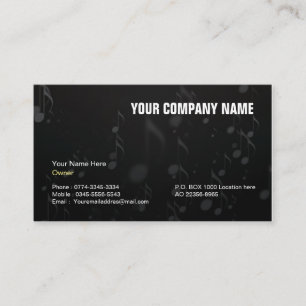 Cartão de visita preto para o artista da música,
