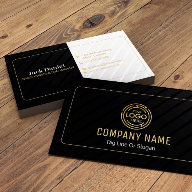 Cartão De Visita Preto Personalizado + Lux de Construção de Edifíci (Criador carregado)