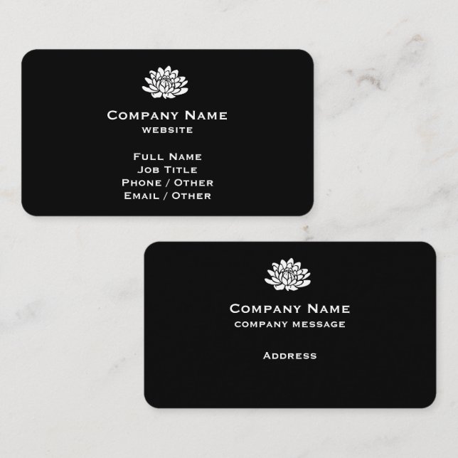 Cartão de visita preto personalizável (Frente/Verso)