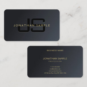 Cartão De Visita Preto profissional Elegante moderno e Dourado Luxu