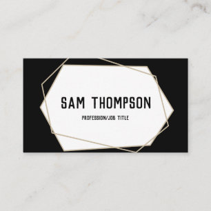 Cartão De Visita Preto profissional minimalista geométrico