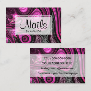 Cartão De Visita Preto roxo de NailArt do Pedicure do artista do