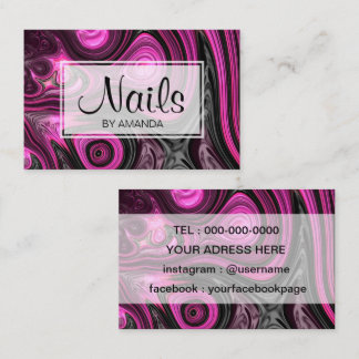 Cartão De Visita Preto roxo de NailArt do Pedicure do artista do