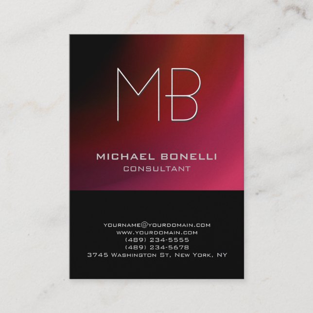 Cartão de visita preto roxo, vermelho-rosado, chub (Frente)