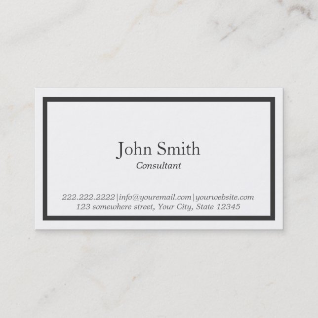 Cartão de visita preto simples do consultante da (Frente)