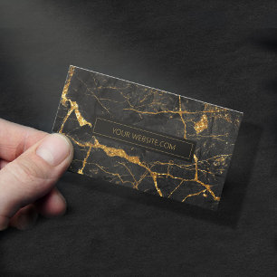 Cartão De Visita Preto simplesmente de mármore e ouro STD ID672
