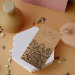 Cartão De Visita Preto sofisticado no Dourado Ioga Mandala