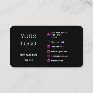 Cartão de visita preto - suas cores e fontes