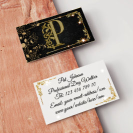 Cartão De Visita Preto Super Luxo + Monograma Dourado