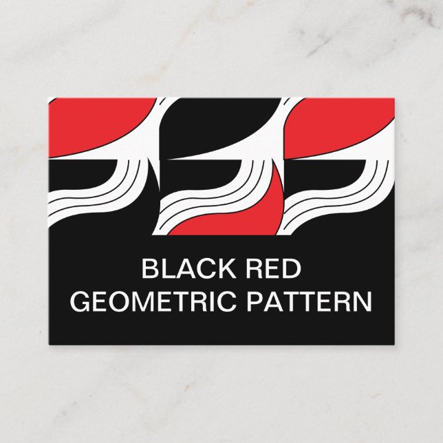 Cartão De Visita Preto Vermelho Geométrico (Frente)