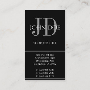 Cartão De Visita Preto vertical de YourJobTitle