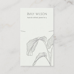 Cartão De Visita Preto - White Palm Leafe Sketch Necklace Display