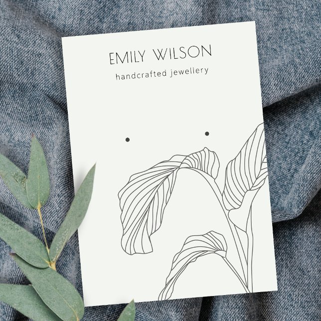 Cartão De Visita Preto White Palm Sketch Stuch Stuart Earring Displ (Criador carregado)