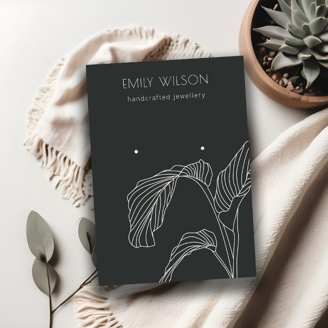 Cartão De Visita Preto White Palm Sketch Stuch Stuart Earring Displ (Criador carregado)
