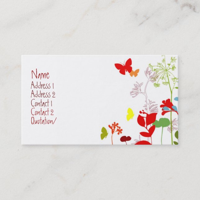 Cartão De Visita Primavera fresco - personalizado (Frente)