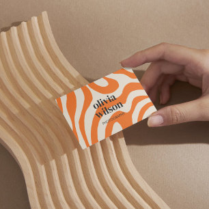 Cartão De Visita Primavera Moderno Laranja Marble Wavy