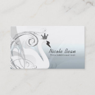 Cartão De Visita Princesa Cisne Prata & Branco Elegante Chic Person