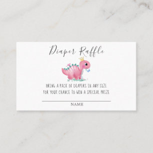 Cartão De Visita Princesa Fralda de Dinossauro Rosa Raffle Chá de 