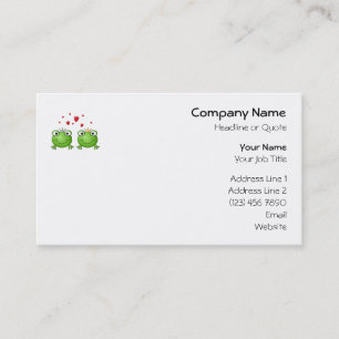 Cartão De Visita Príncipe do sapo e princesa do sapo, com coraçõ