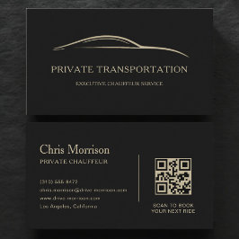 Cartão De Visita Private Transportation QR Code Black & Gold