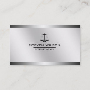 Cartão De Visita Procurador em Lei White e Silver Steel Scale Legal