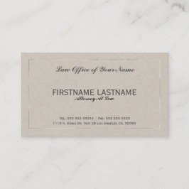 Cartão De Visita Procurador-Geral Da Justiça Beige Faux Linen