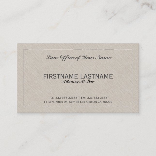 Cartão De Visita Procurador-Geral Da Justiça Beige Faux Linen (Frente)