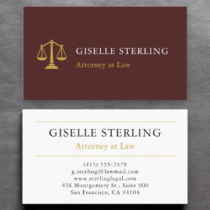 Cartão De Visita Procurador-Geral da Lei Moderna Burgundy Profissio