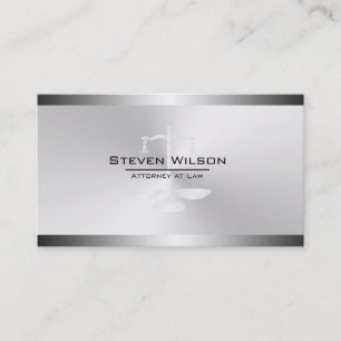 Cartão De Visita Procurador na Lei White e Silver Steel Scale Legal