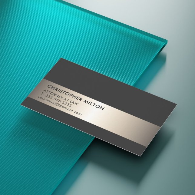 Cartão De Visita Procurador Simples de Faux Metal Stripe Preto (Criador carregado)