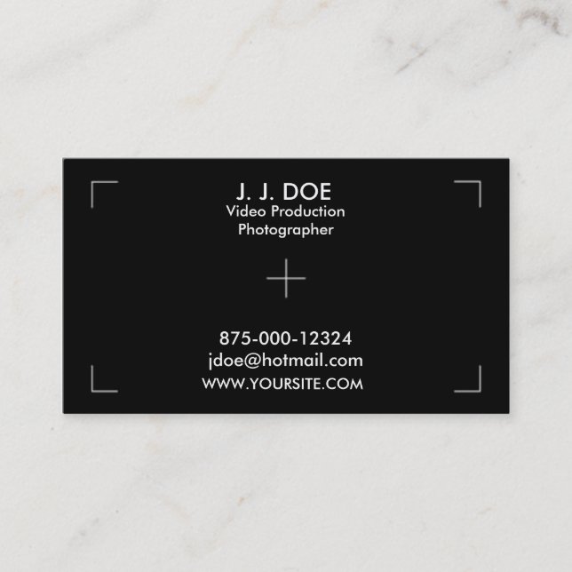 Cartão De Visita Produção do vídeo da fotografia (Frente)