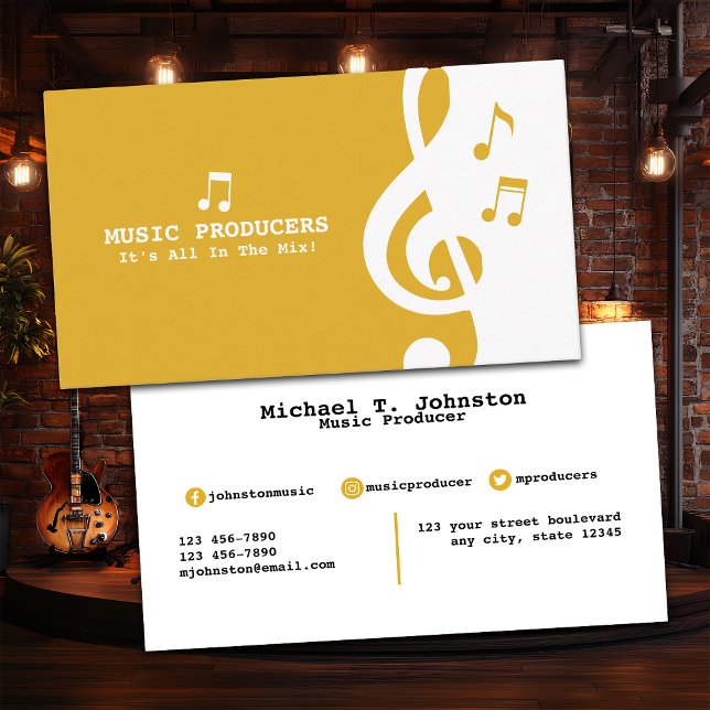 Cartão De Visita Produtor de música amarelo (Criador carregado)