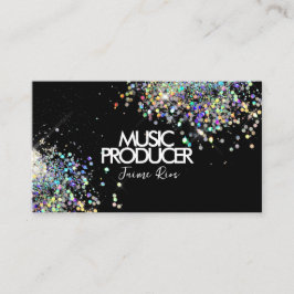 Cartão De Visita Produtor de Música Holográfico Falso Preto