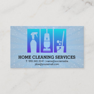 Cartão De Visita Produtos de Limpeza Bolhas Azuis