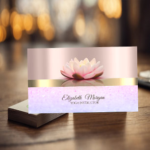 Cartão De Visita Professiona Elegant Bokeh, Lotus Rosa Dourado