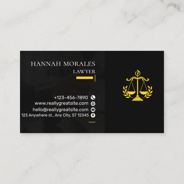 Cartão De Visita Professional Attorney Business Card | Lawyer  (Verso)