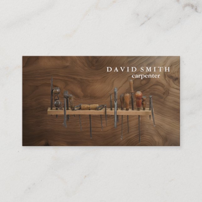 Cartão De Visita Professional Builder Carpenter Tools Woodworking (Frente)