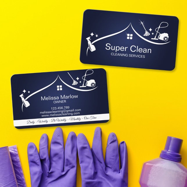 Cartão De Visita Professional Cleaning House Services (residential and commercial cleaning services business card with cleaning logo)