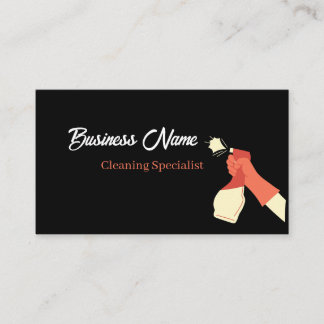Cartão De Visita Professional Cleaning Service Black Business Card