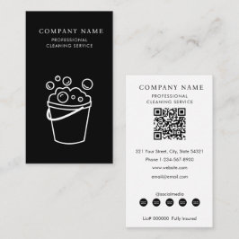 Cartão De Visita Professional Cleaning Services Logo Modern Black