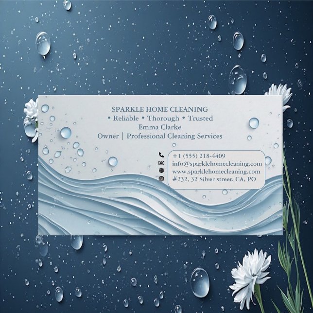 Cartão De Visita Professional Cleaning Services Soft Blue Accent  (Professional Cleaning Services Soft Blue Accent Business Card)