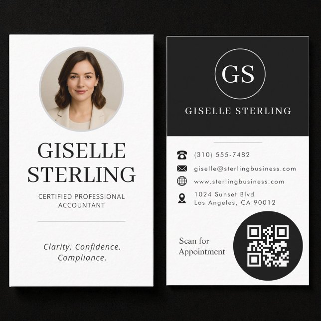 Cartão De Visita Professional CPA Accountant Photo QR Code (Criador carregado)