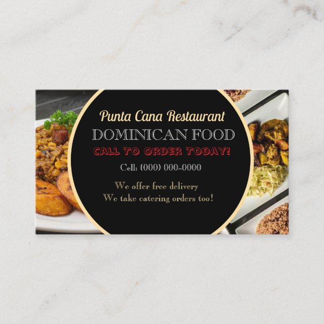 Cartão De Visita Professional Dominican Food Business Card - Custom (Frente)
