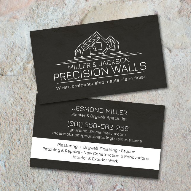 Cartão De Visita Professional Drywall Plastering Line Art  (Criador carregado)