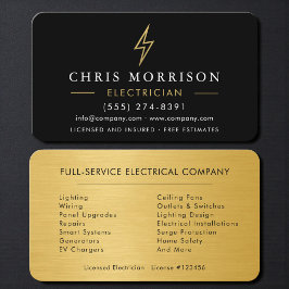 Cartão De Visita Professional Electrician Contractor Black & Gold