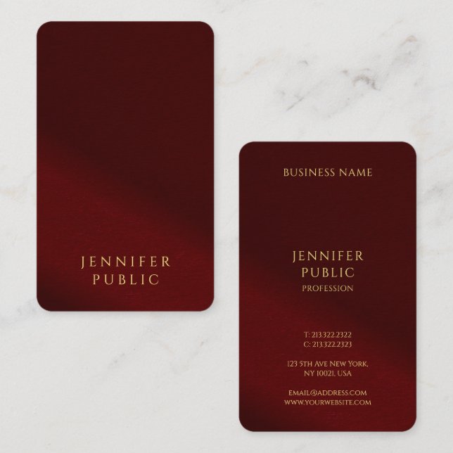 Cartão De Visita Professional Elegant Template Gold Text Luxurious (Frente/Verso)