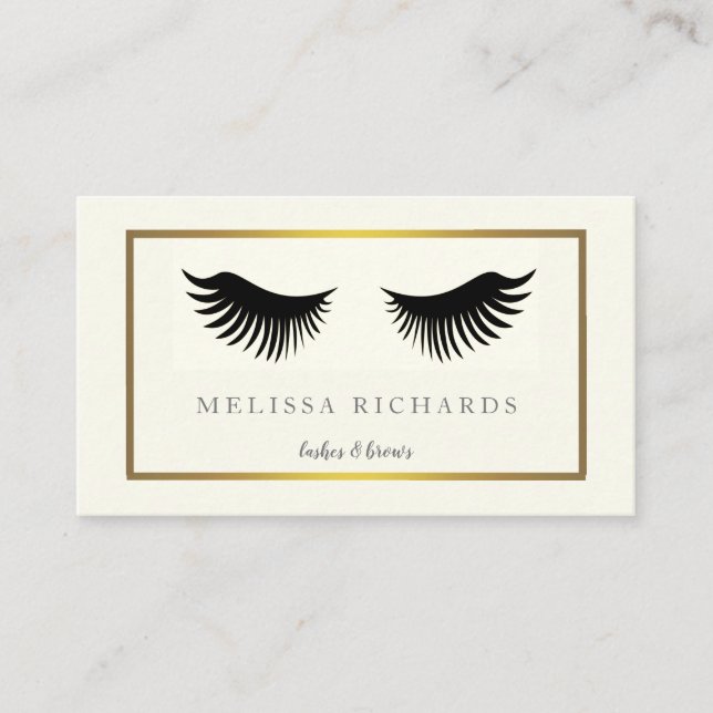 Cartão De Visita Professional Eyelashes Makeup Artist Black Busines (Frente)
