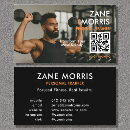 Cartão De Visita Professional Fitness Coach Photo QR Code