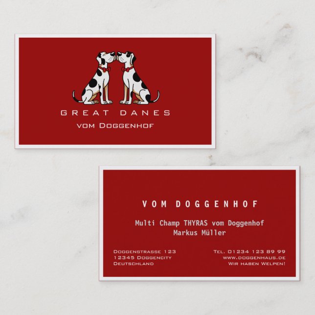 Cartão De Visita Professional Great Dane (Frente/Verso)