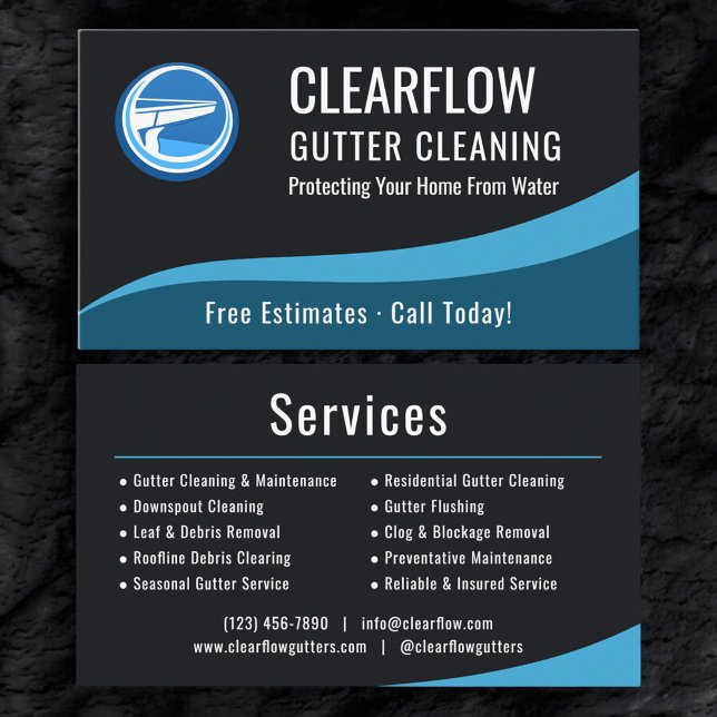 Cartão De Visita Professional Gutter Cleaning Service Company (Criador carregado)